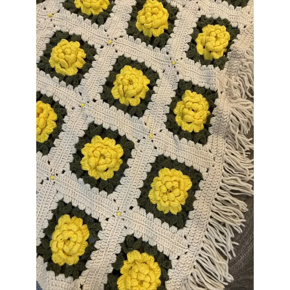 Handmade Crochet extra large King Size Quilt Afghan Throw Blanket Bedding 93x83